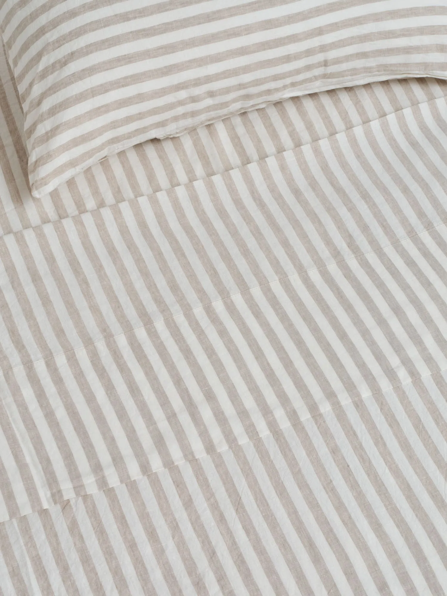 100% Linen Duvet Set in Wide Natural Stripes