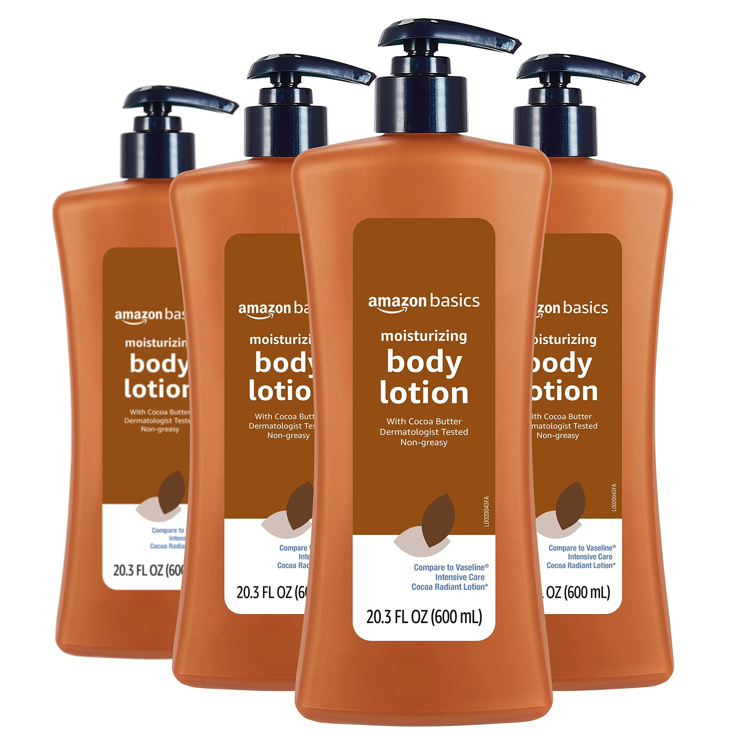 Amazon Basics Cocoa Butter Body Lotion, Lightly Scented, 20.3 Fl Oz, Pack of 4