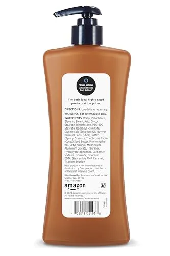 Amazon Basics Cocoa Butter Body Lotion, Lightly Scented, 20.3 Fl Oz, Pack of 4