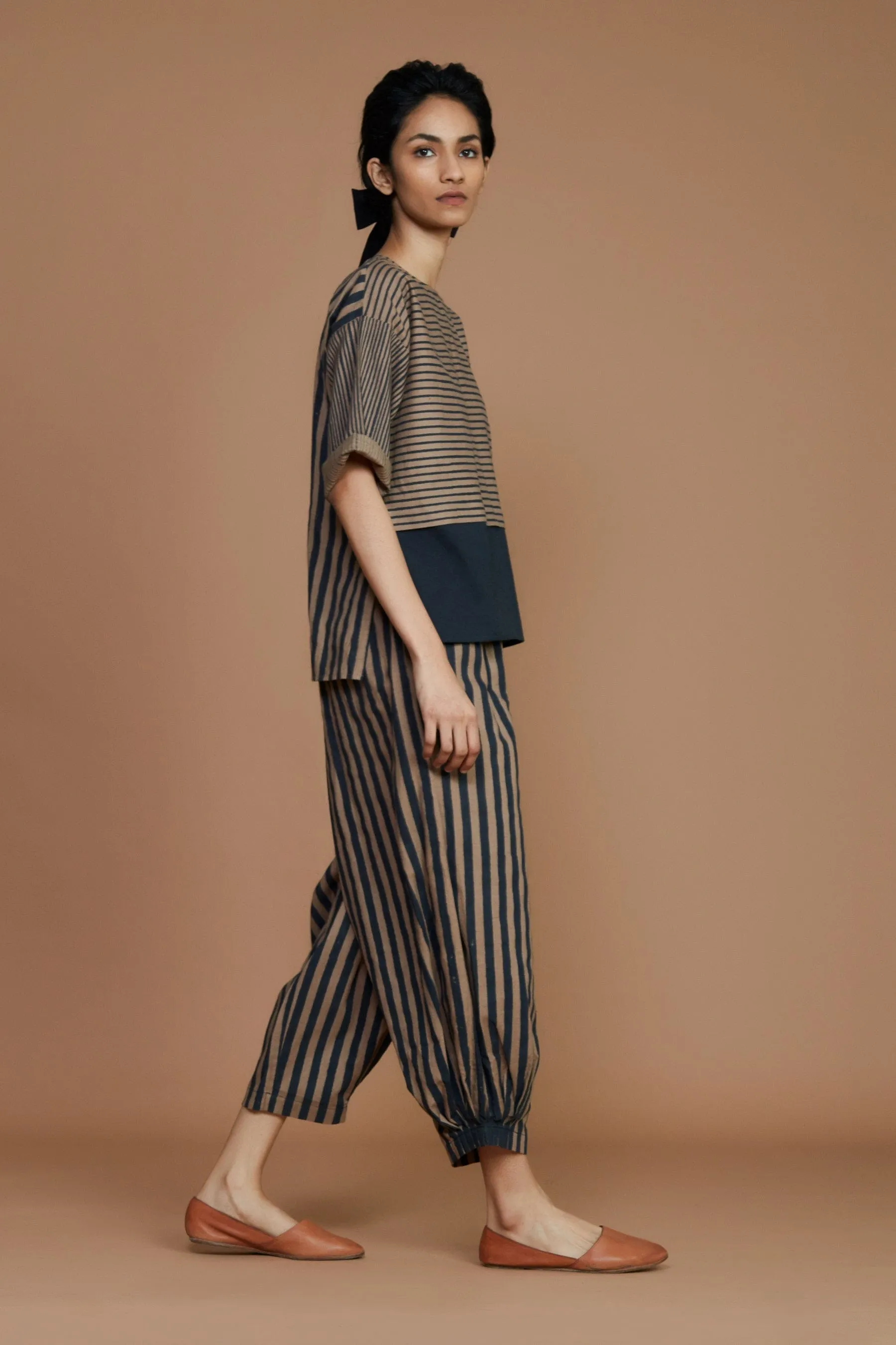 Brown with Charcoal Striped CB Ekin Top (Ready to Ship)