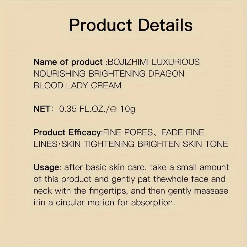 Dragon Blood Lady Cream Nourishing Firming Moisturizer with Ginseng