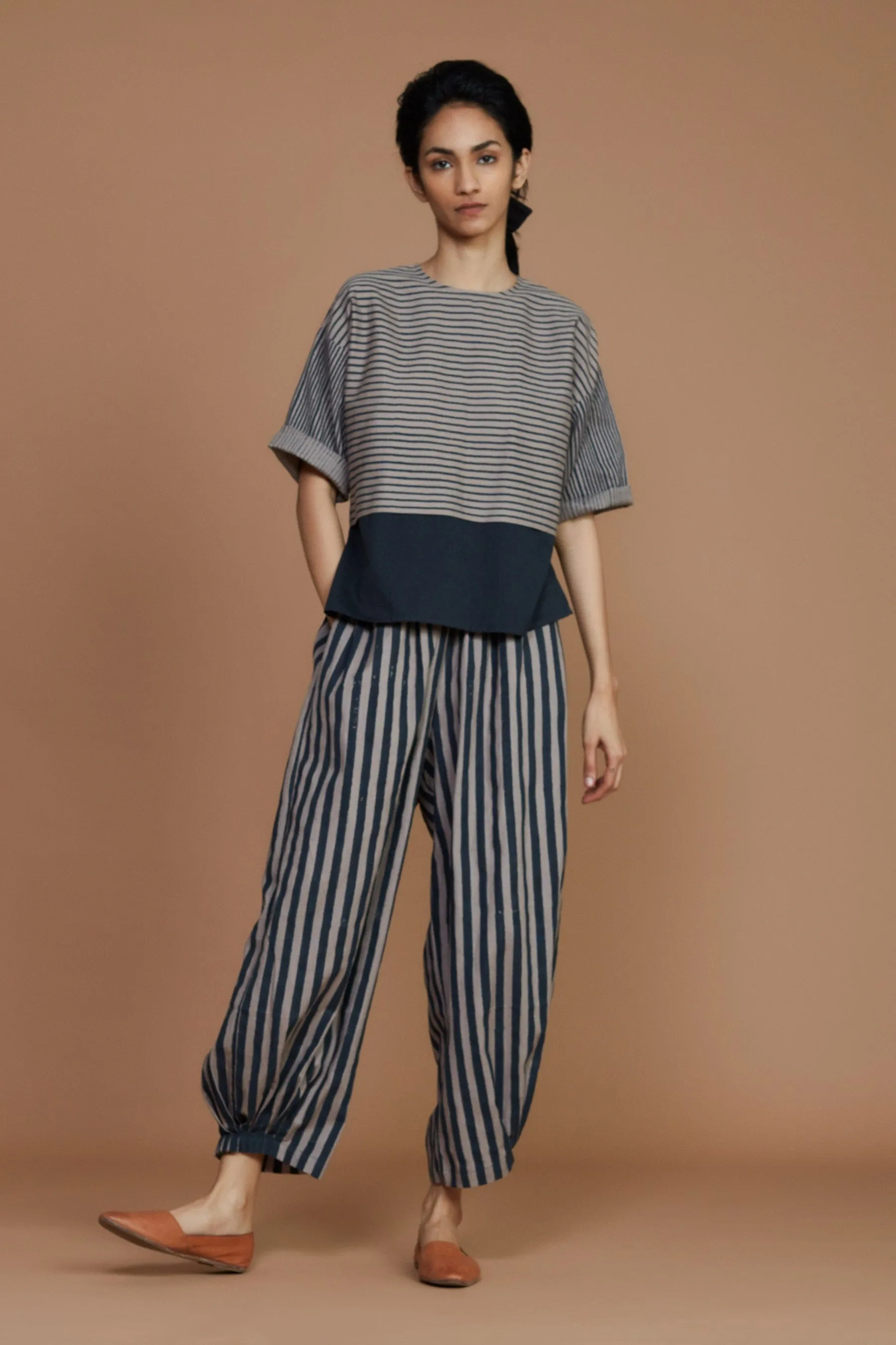 Grey with Charcoal Striped CB Ekin Top