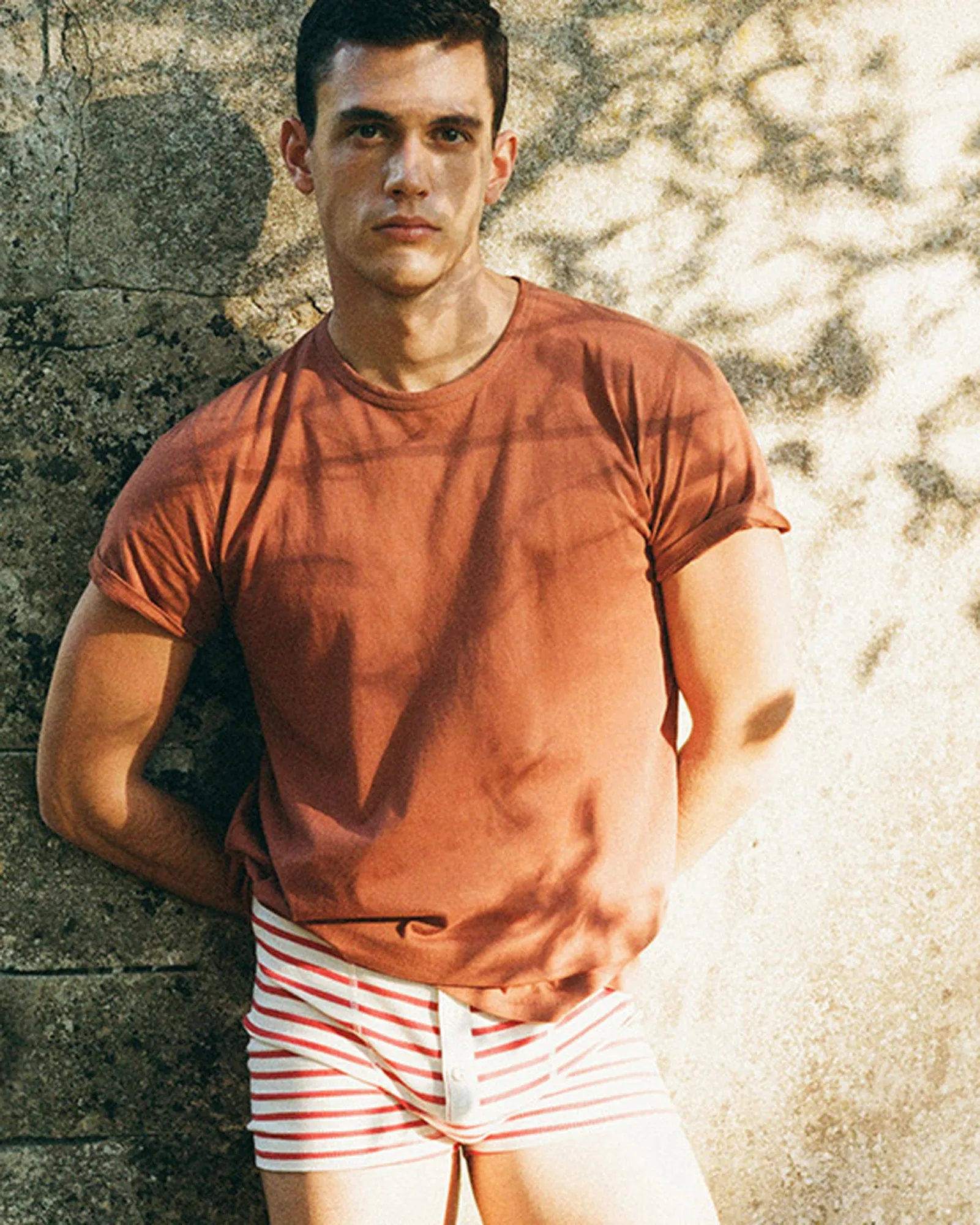Hemen Biarritz Albar Breton Stripe Boxer Brief - Natural / Red