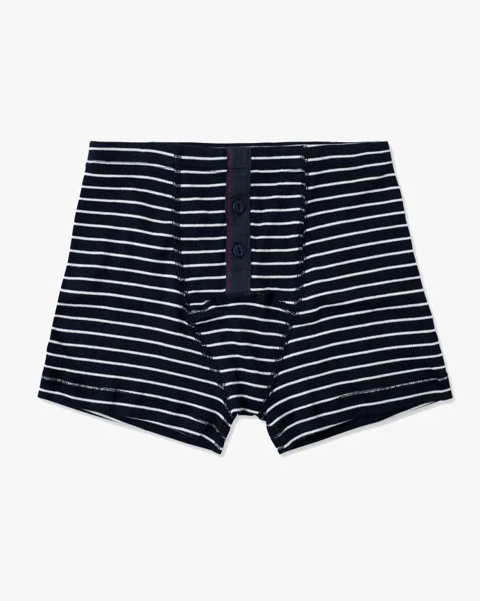 Hemen Biarritz Albar Sailor Stripe Boxer Brief - Marine / Natural