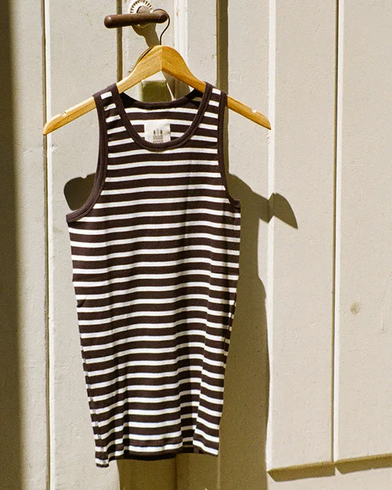 Hemen Biarritz Gari Breton Stripe Ribbed Tank Top - Deep Marine / Natural