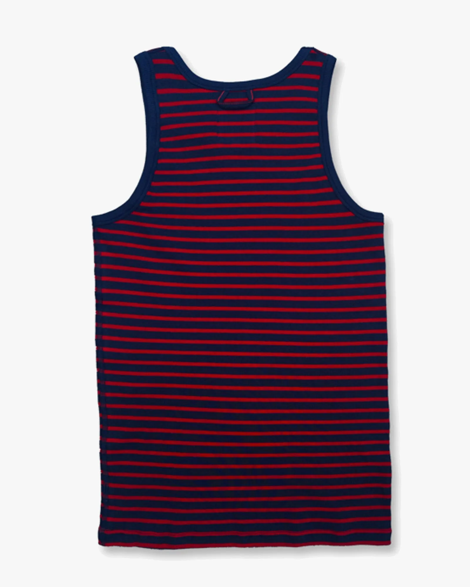 Hemen Biarritz Gari Breton Stripe Ribbed Tank Top - Deep Marine / Red