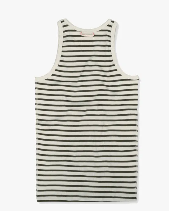 Hemen Biarritz Gari Breton Stripe Ribbed Tank Top - Natural / Khaki