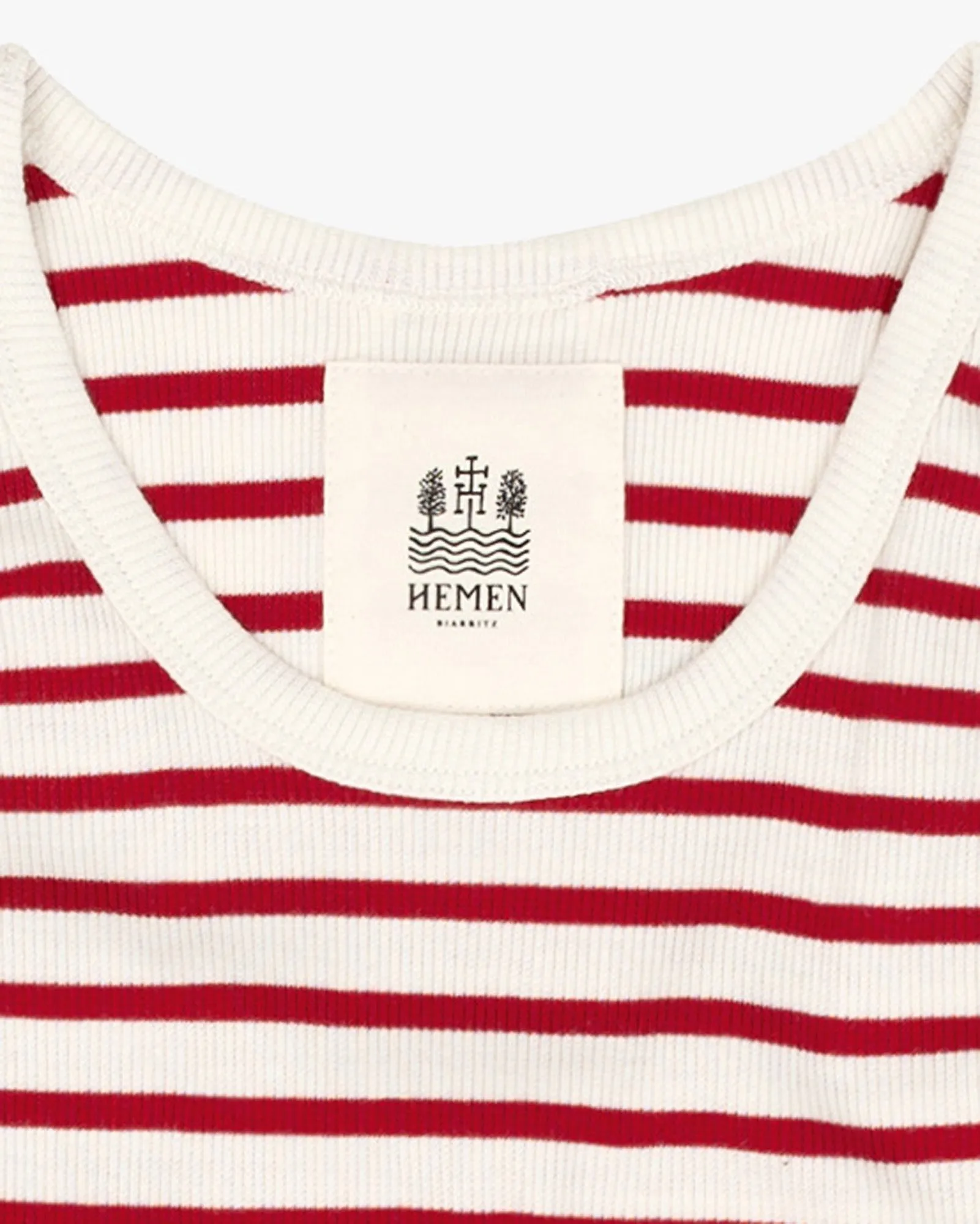 Hemen Biarritz Gari Breton Stripe Ribbed Tank Top - Natural / Red