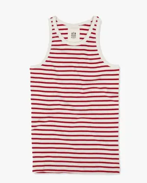 Hemen Biarritz Gari Breton Stripe Ribbed Tank Top - Natural / Red