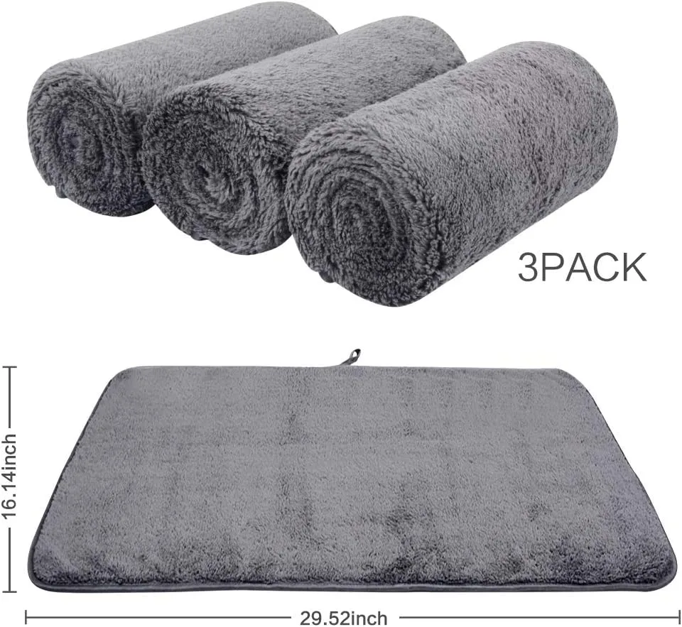 Microfiber Face Towel, 16" x 30", 3-Pack, Dark Grey