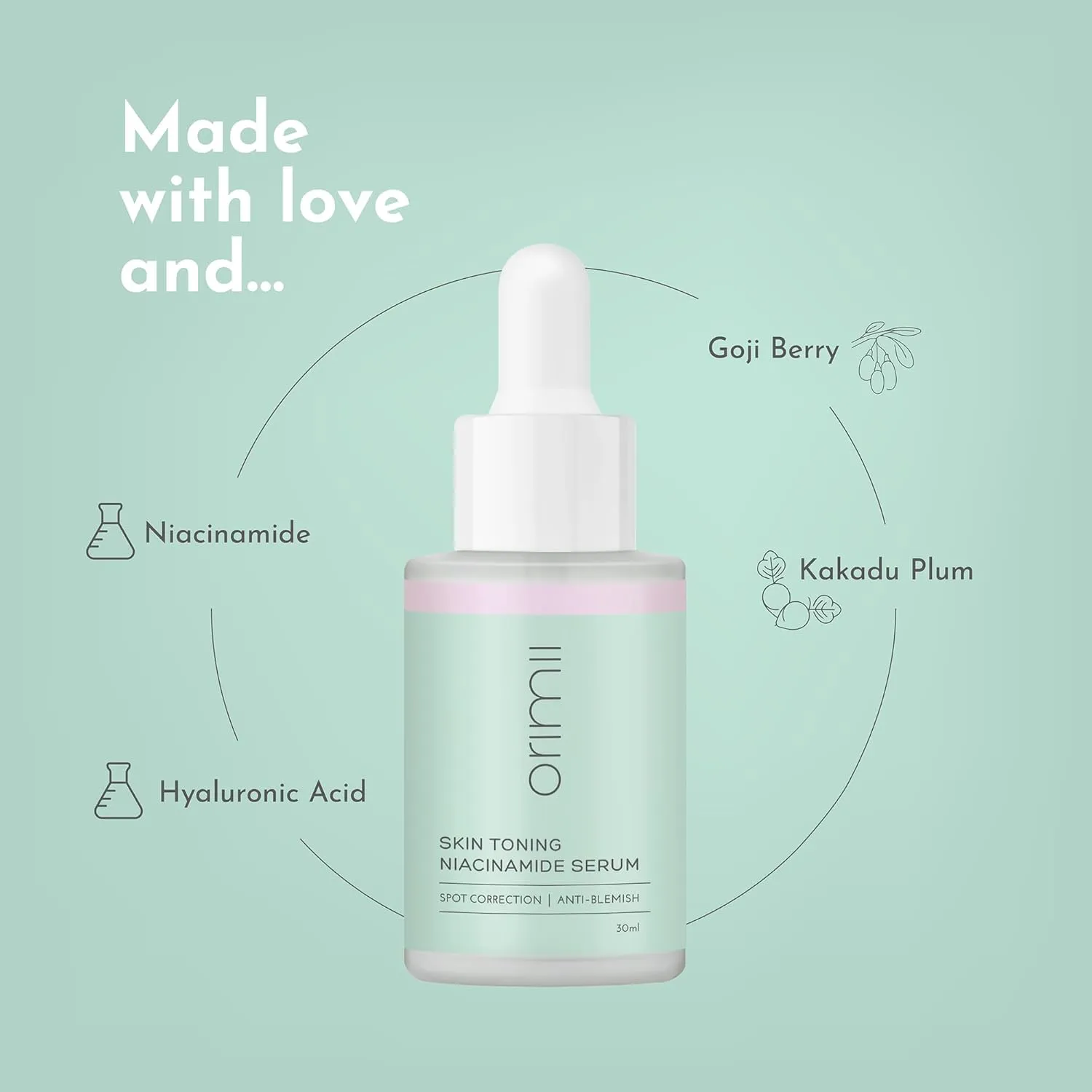 Orimii Niacinamide Face Serum (30ml) with Kakadu Plum For Pigmentation & Dark Spots- Pregnancy Safe