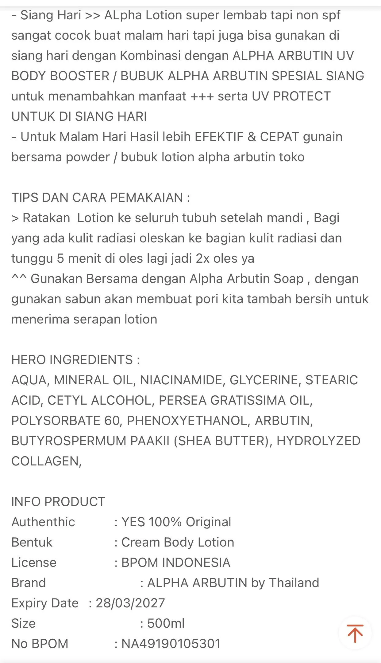 Precious Skin Thailand Alpha Arbutin 3 Plus Collagen Whitening Lotion / Hand Body 500ml