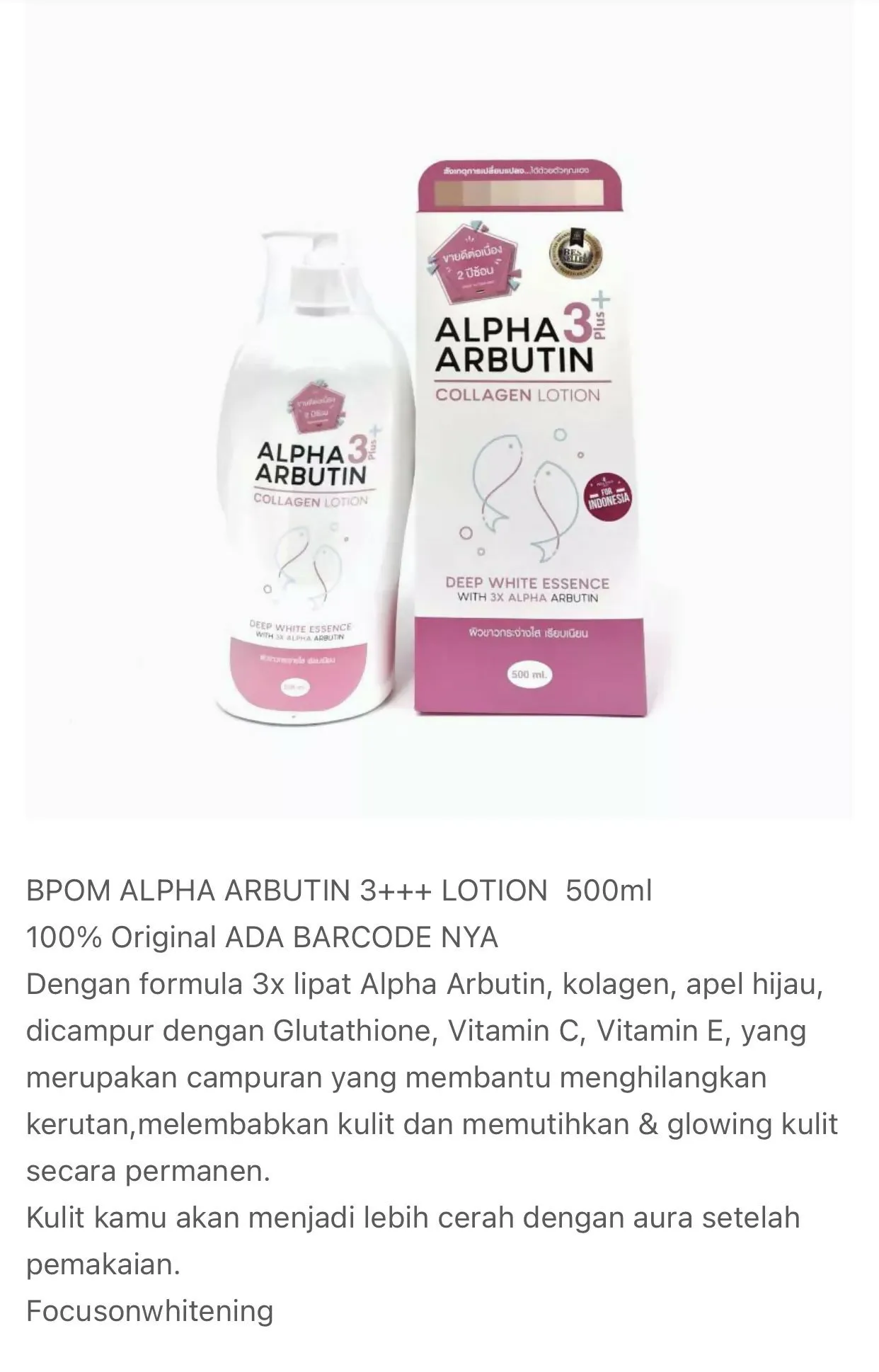 Precious Skin Thailand Alpha Arbutin 3 Plus Collagen Whitening Lotion / Hand Body 500ml
