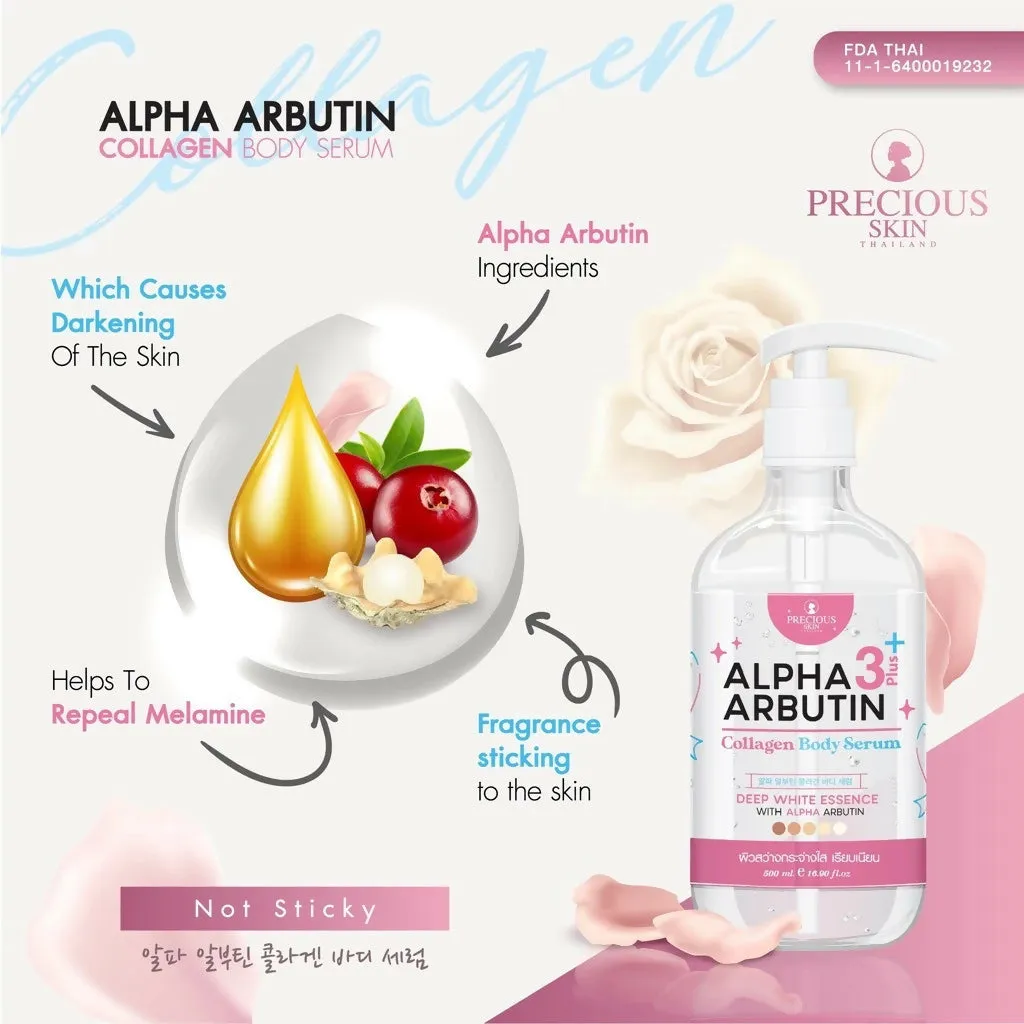 Precious Skin Thailand Alpha Arbutin 3Plus 10x Whitening Booster Collagen Body Serum 500ml
