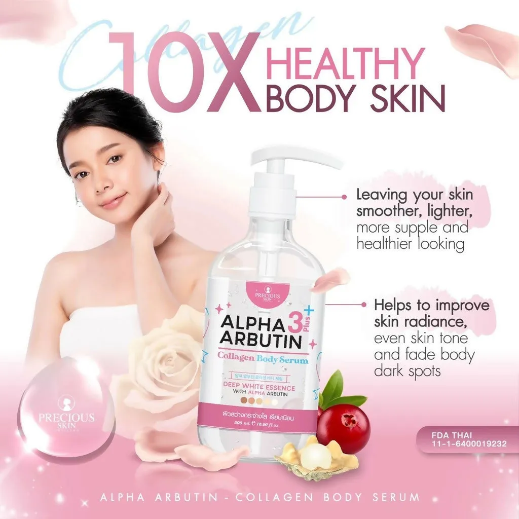 Precious Skin Thailand Alpha Arbutin 3Plus 10x Whitening Booster Collagen Body Serum 500ml