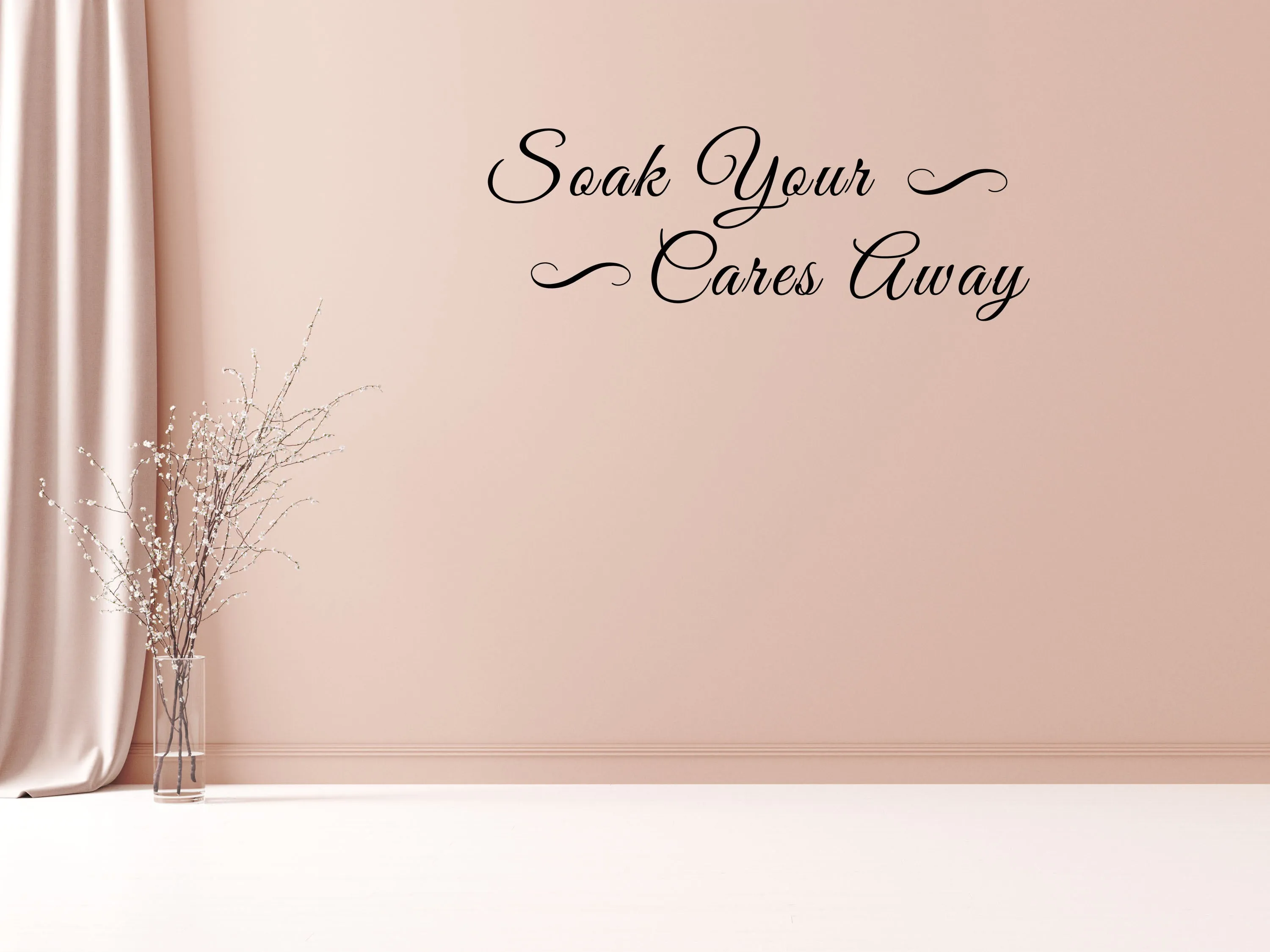 Soak Your Cares Away Bathroom Wall Saying Decal - Bathroom Wall Quote Sticker