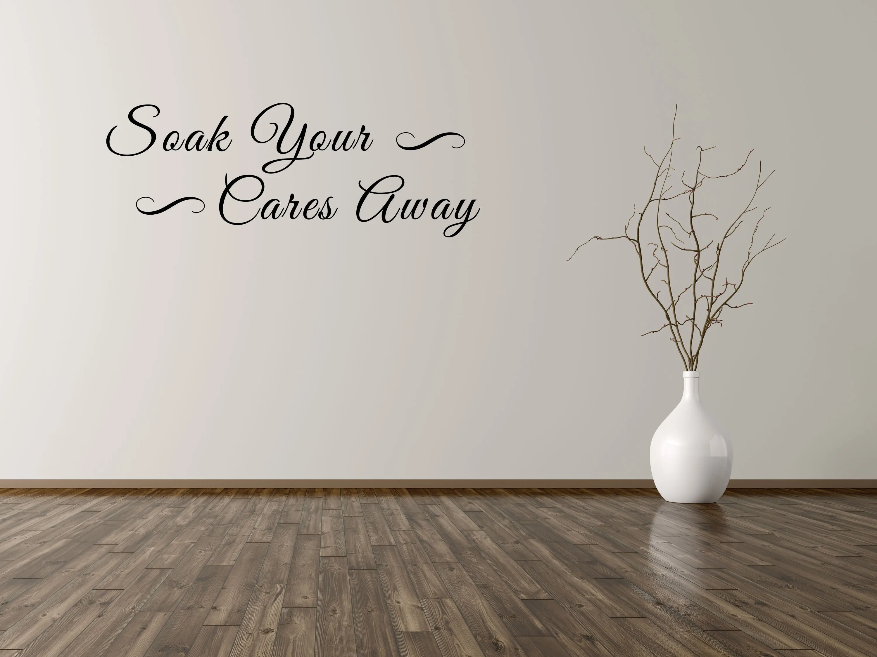 Soak Your Cares Away Bathroom Wall Saying Decal - Bathroom Wall Quote Sticker