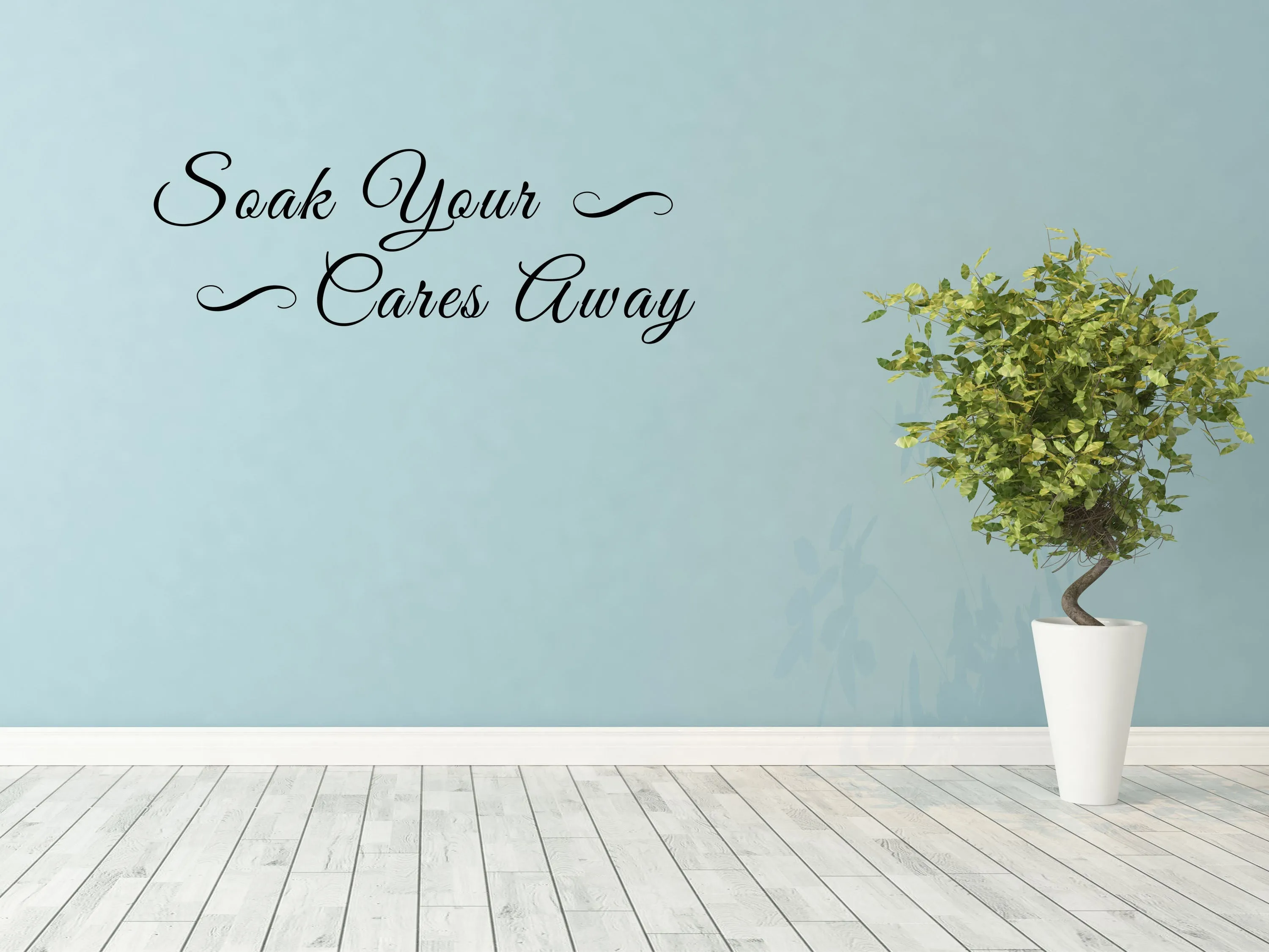 Soak Your Cares Away Bathroom Wall Saying Decal - Bathroom Wall Quote Sticker