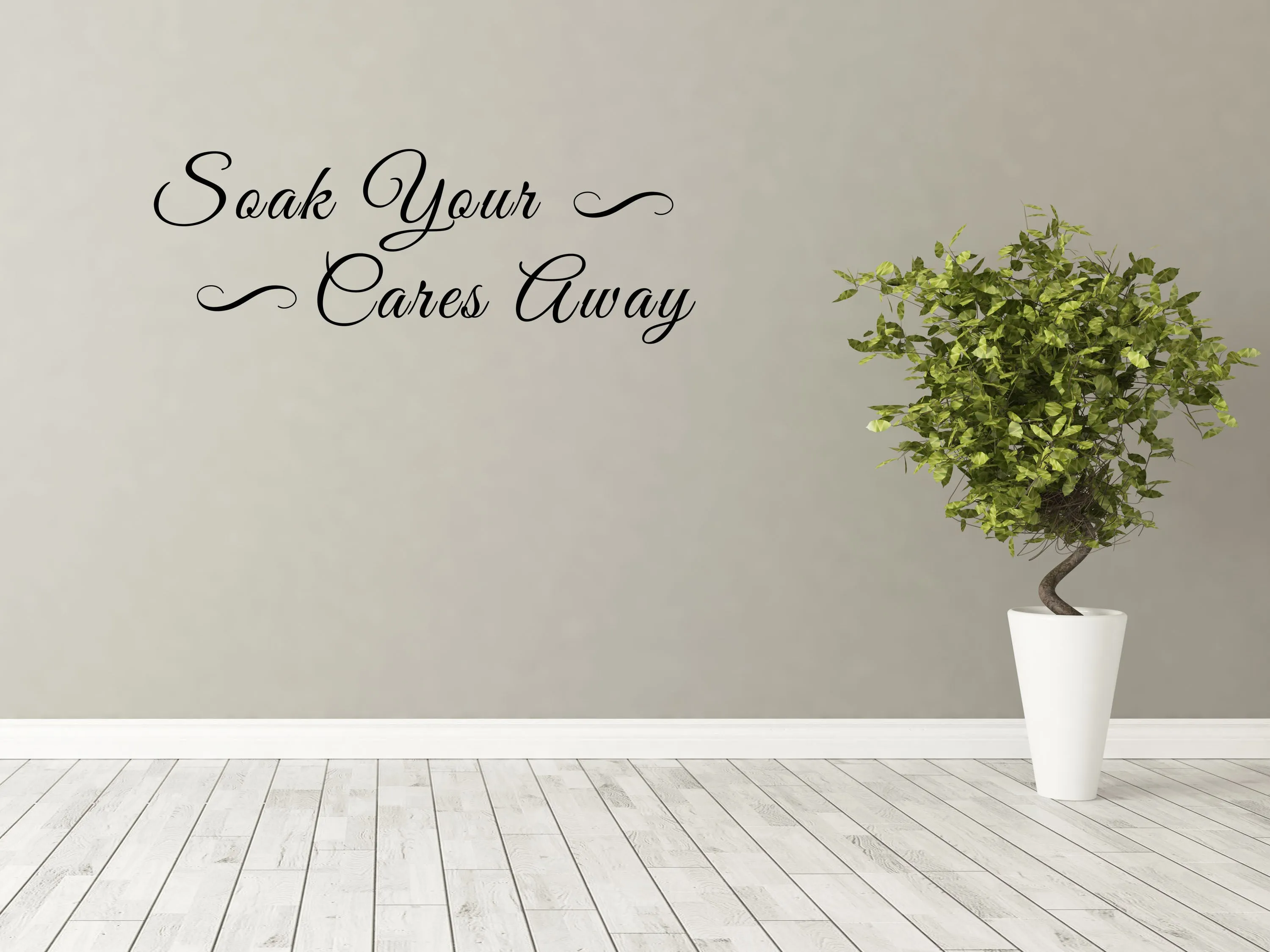 Soak Your Cares Away Bathroom Wall Saying Decal - Bathroom Wall Quote Sticker