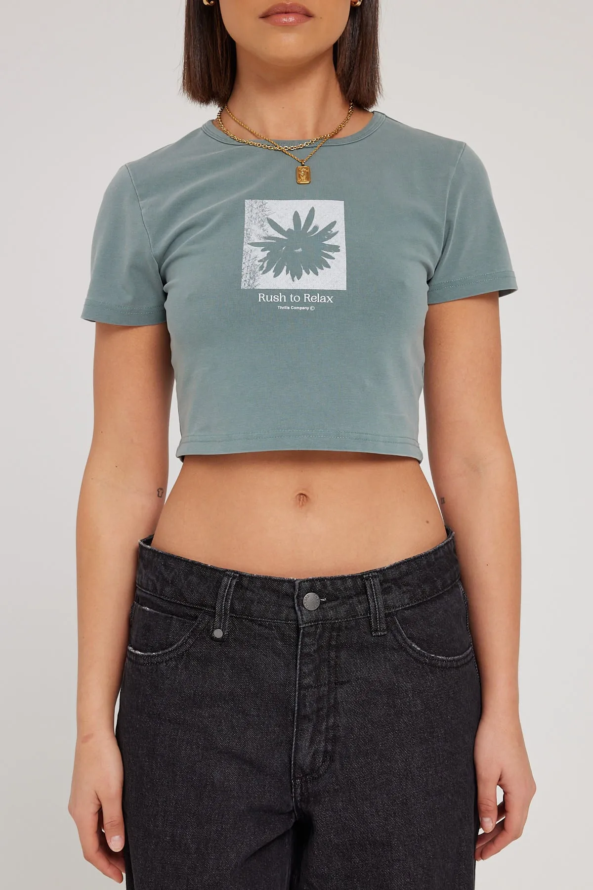 Thrills R&R Baby Crop Tee Scrubs Green