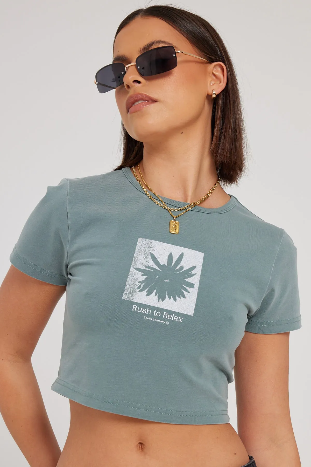 Thrills R&R Baby Crop Tee Scrubs Green