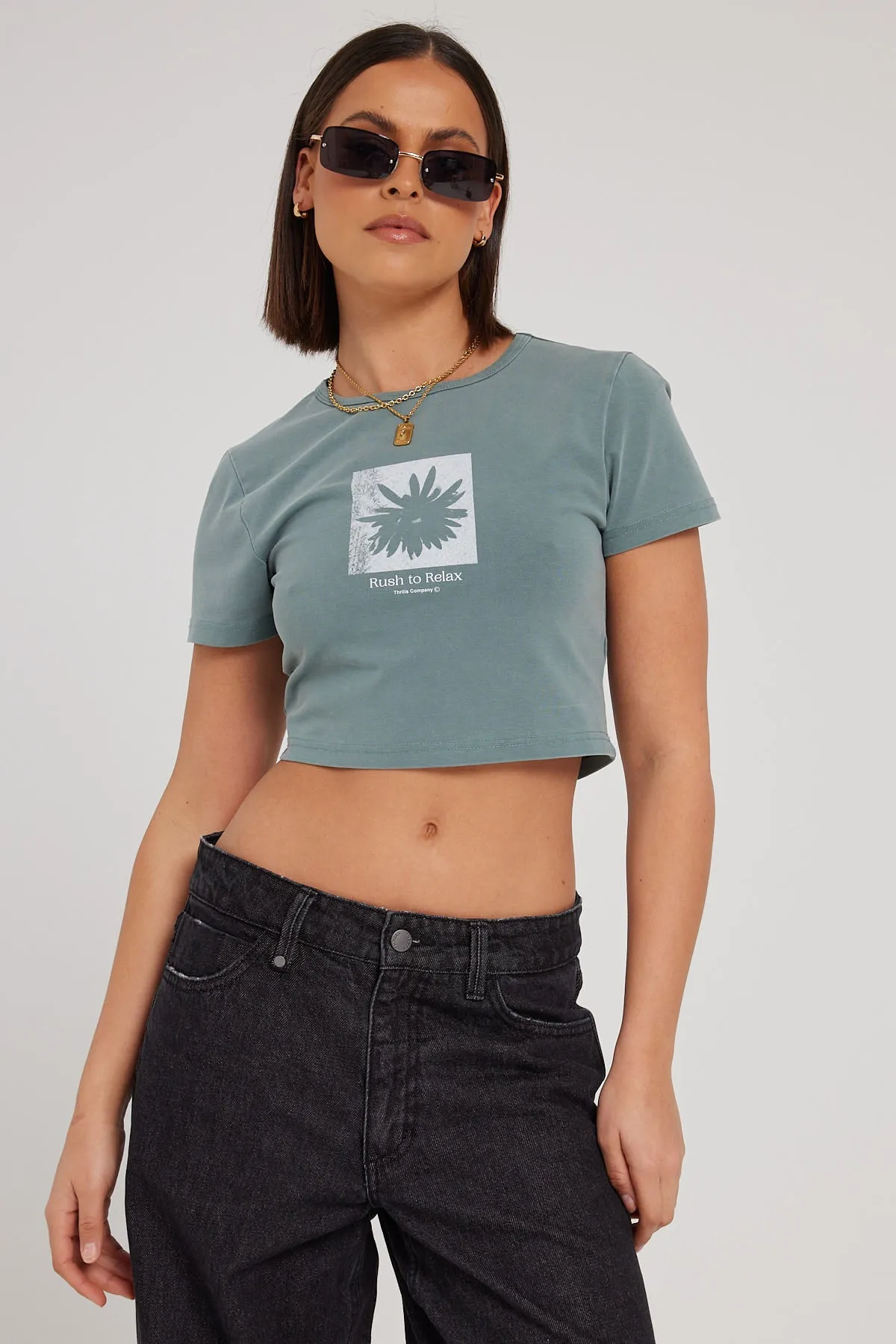 Thrills R&R Baby Crop Tee Scrubs Green