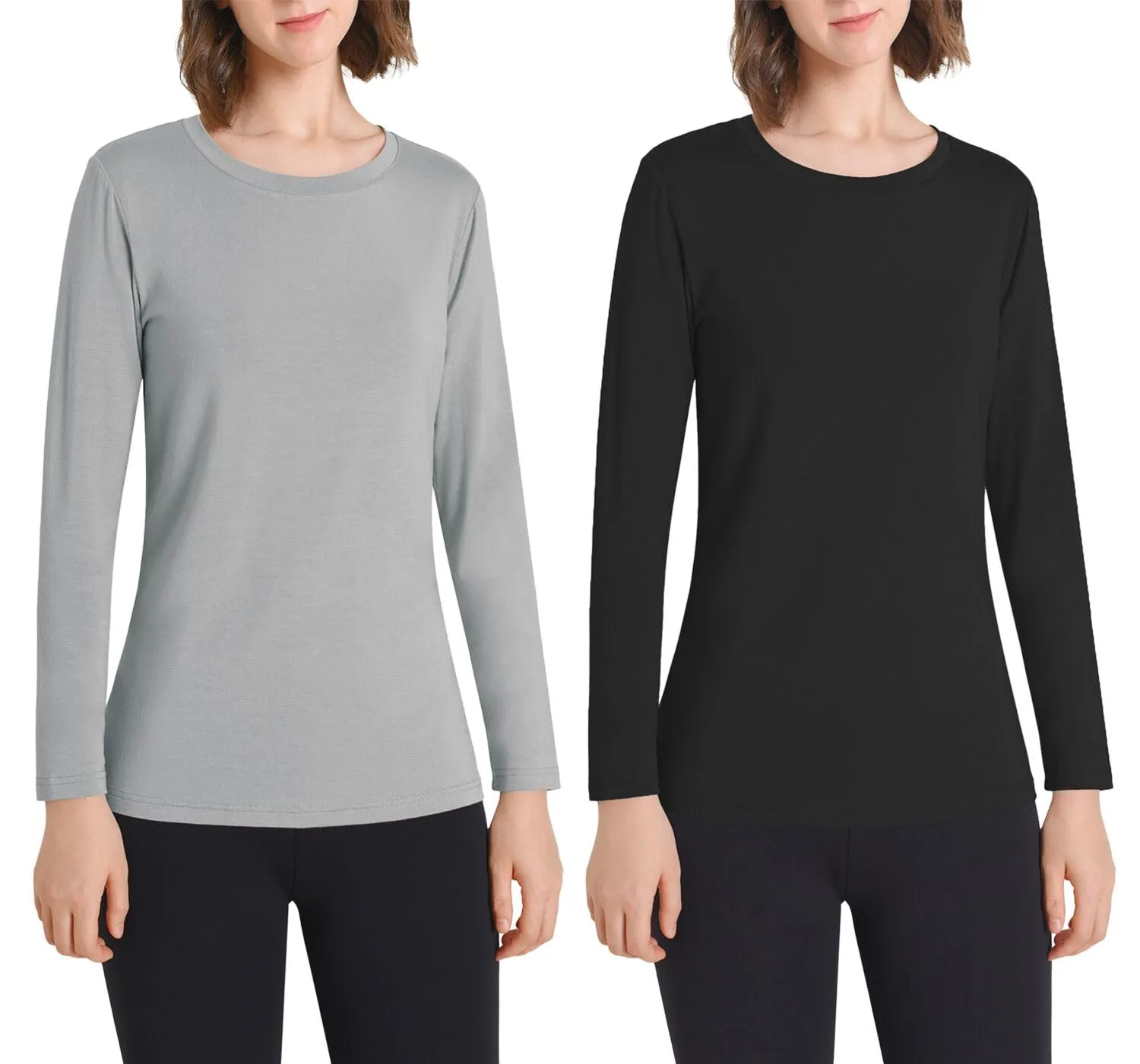 Women's Soft Long Sleeve Top Crew Neck Slim Fit Shirt