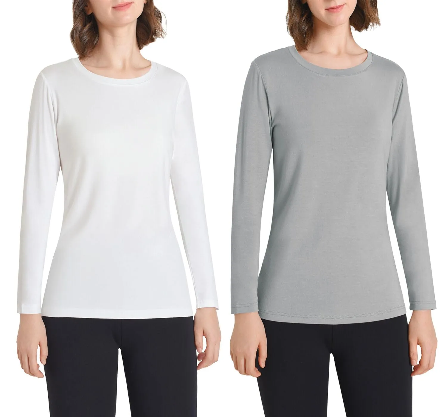 Women's Soft Long Sleeve Top Crew Neck Slim Fit Shirt